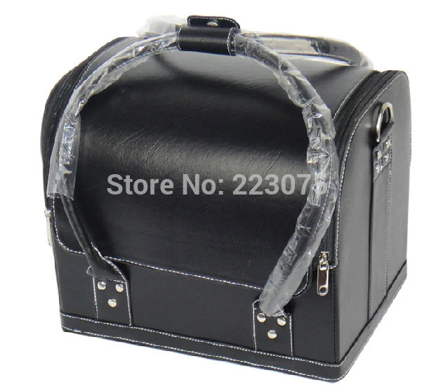 

Black high quality big Makeup box Train Bag Handbag large make up Case w/ Removable Tray Cosmetic Jewelry