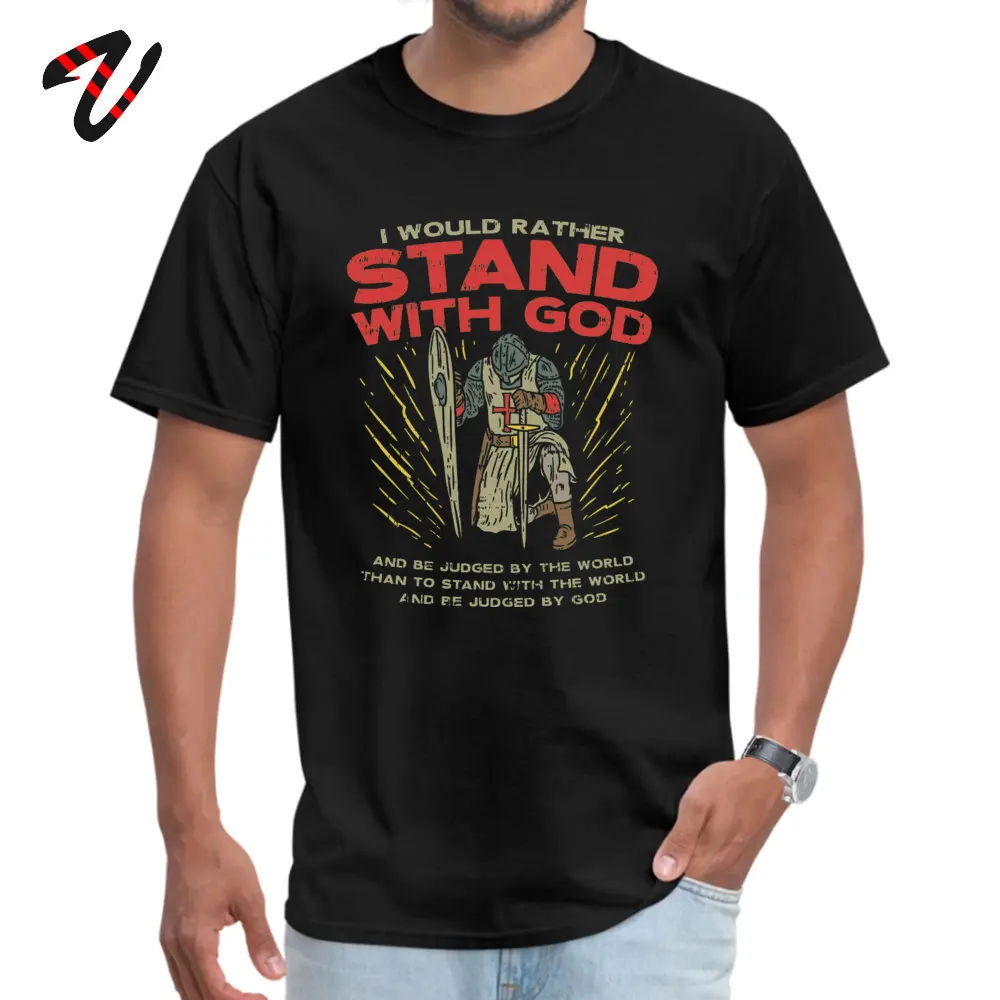 Normal Funny Short Sleeve Tops Tees Autumn O-Neck 100% Cotton Men Top T-shirts Funny T Shirt New Coming Wholesale 1901805Bible Verse T Shirts God Jesus Knight Gift black