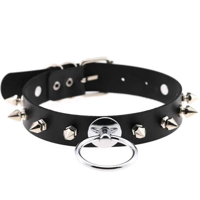 KMVEXO Silver Color O-Round Spike Choker Collar Women Harness Choker Necklace fo KMVEXO Silver Color O-Round Spike Choker Collar Women Harness Choker Necklace fo