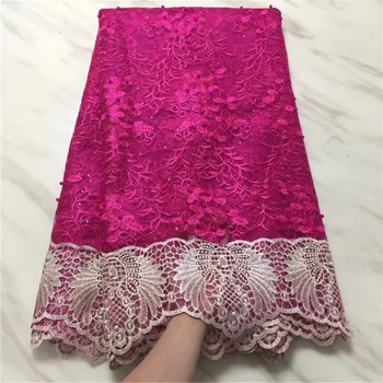 

2019 African Lace Fabrics French High Quality Bridal Beads Nigerian Lace Tulle Lace Fabric For Wedding dress