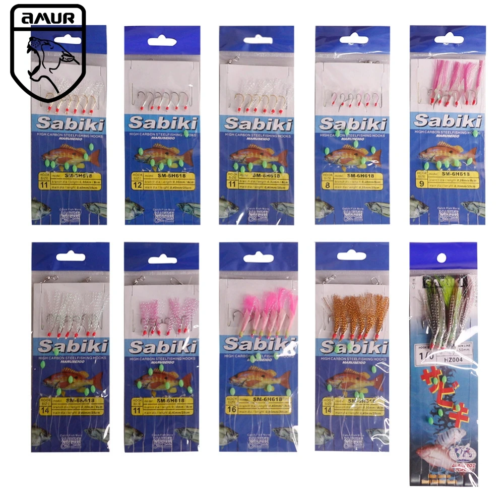 

22 Packs Fishing Sea Sabiki Bait Rig Snelled Hook Octopus Glow G21