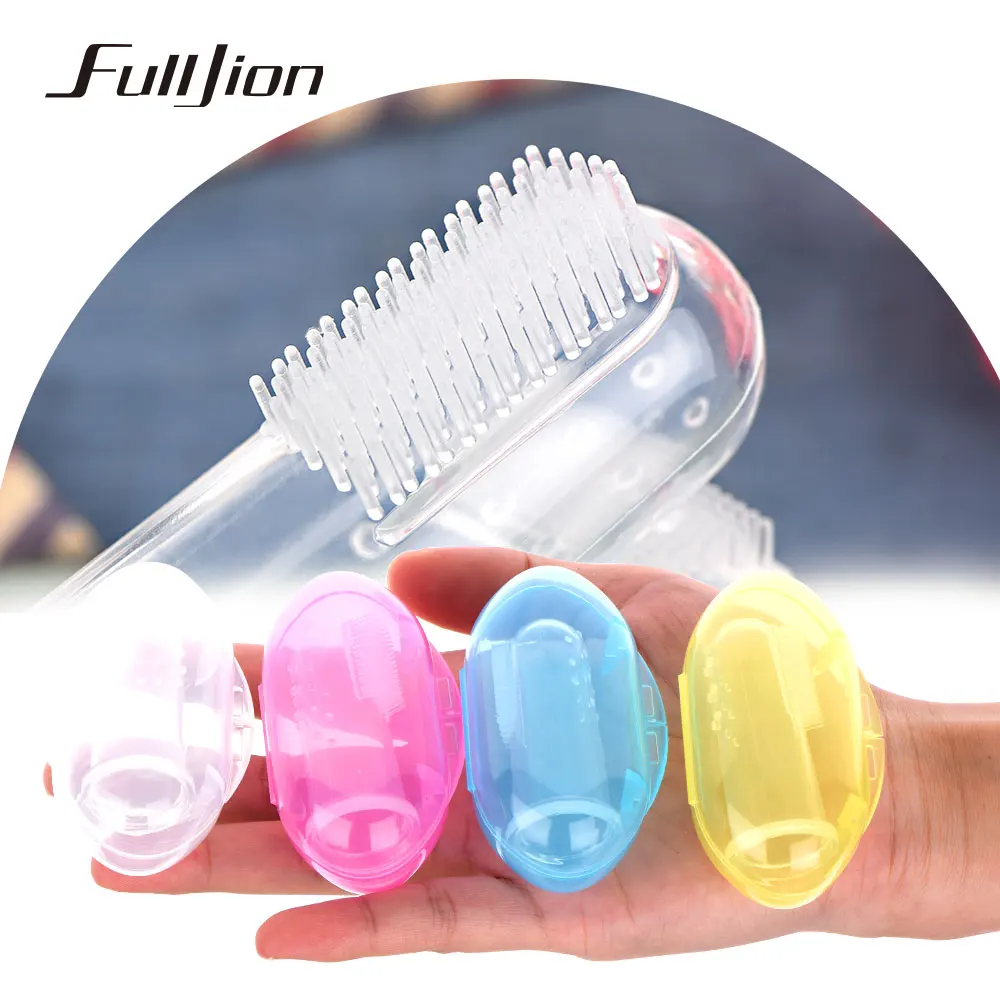 Fulljion Dental Care Baby Toothbrush Kids Silicone Finger Brush Clear Massage Soft Teether With Box For Infant Boy Girl Teeth