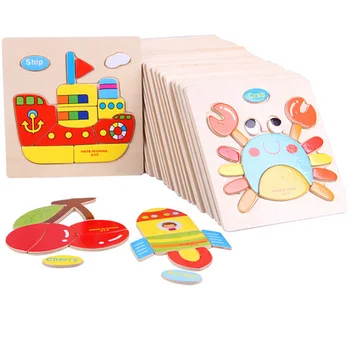 

Sale Wooden 3D Puzzle Jigsaw Toys For Children Cartoon Animal Vehicle Wood Puzzles Intelligence Kids Baby Early Educational Toy