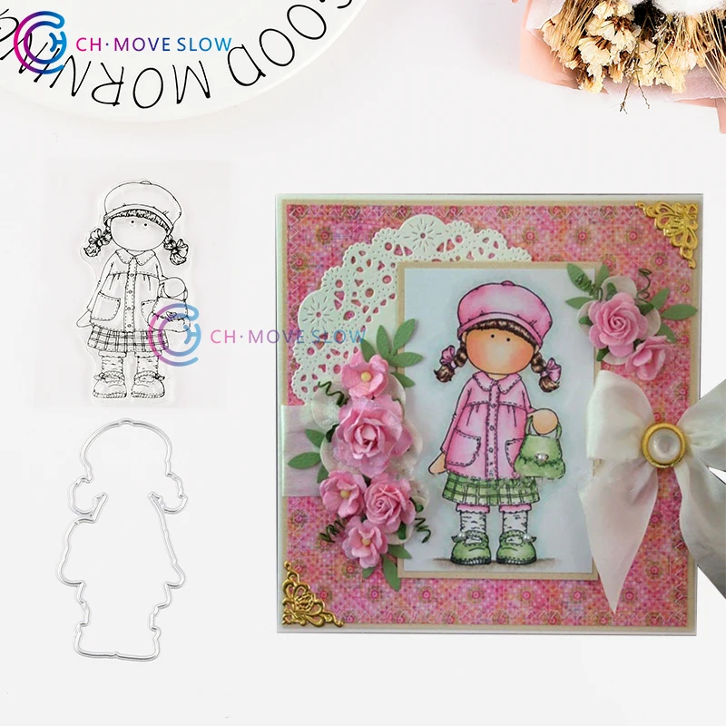

CH Girl with Berets Metal Cutting Dies and stamps DIY Scrapbooking Card Stencil Paper Craft Handmade Album Wedding Cards