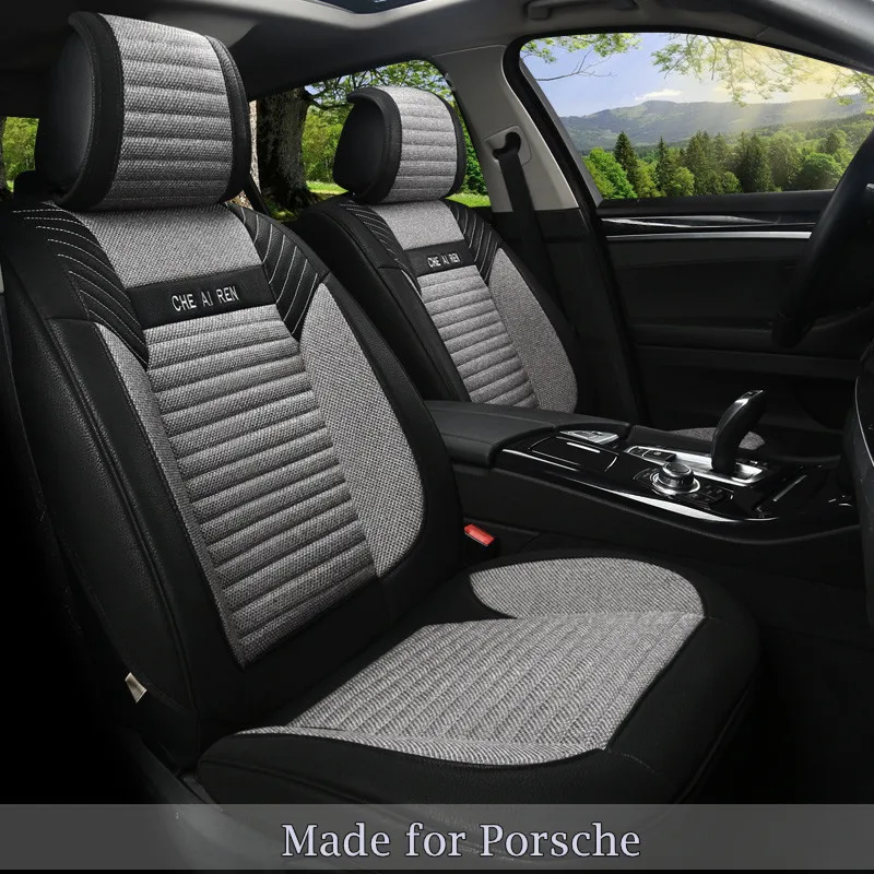 Linen Flax Leather Seat Cover for Porsche 911 918 Cayman Macan Panamera