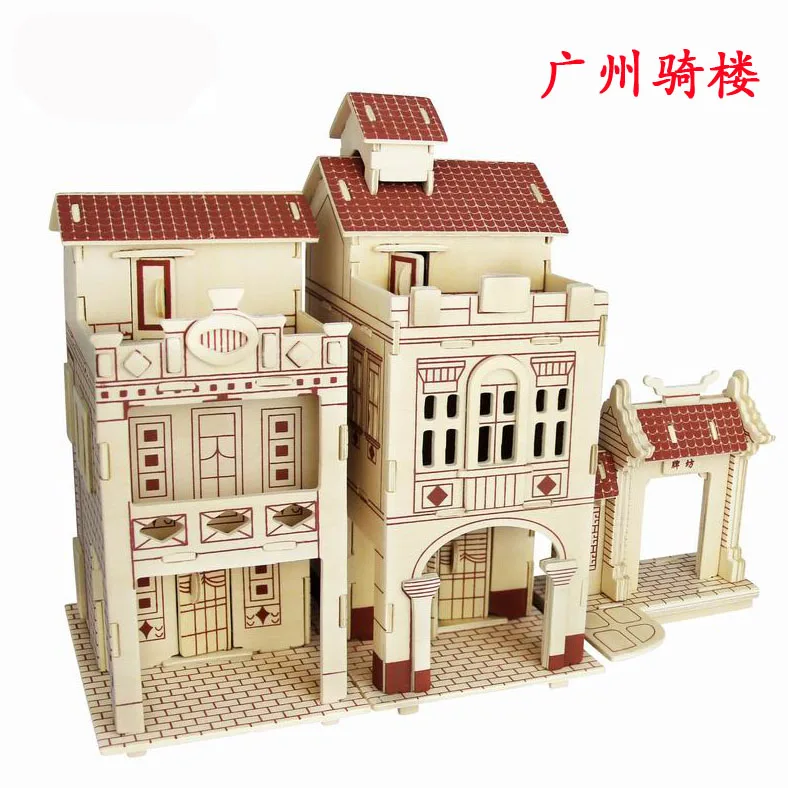 Деревянный 3D Строительство Модель игрушки подарок головоломки ручной работы Соберите игры ремесло Строительство Kit китайском Гуанчжоу