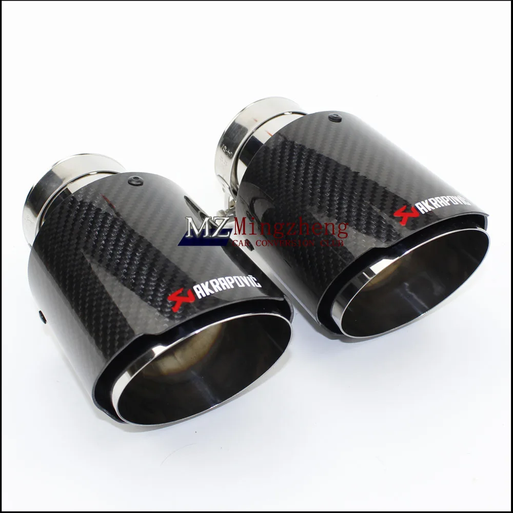 

1Pcs Car Styling Glossy + stainless steel AK Akrapovic Muffler End Pipe exhaust pipe muffler For Universal Carbon Exhaust Tips