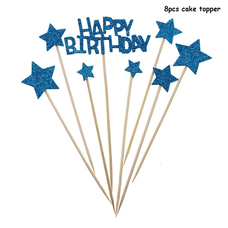 Детские украшения для первого дня рождения, 1 год, корона для маленьких мальчиков и девочек, 1 первый день рождения, воздушные шары, гирлянды, Детские вечерние принадлежности - Цвет: cake topper