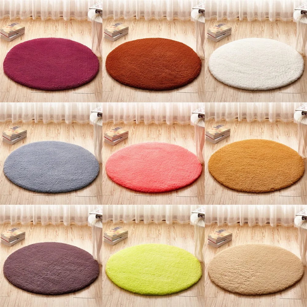 

Round thick solid color lambskin carpet room bedside blanket bedroom living room coffee table mat non-slip thickening rug