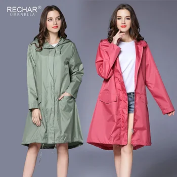 

2018 Raincoat Women's Hoodies Ladies' Breathable Rain Coat Women's Long Raincoats Portable Water-Repellent Raincoat Outdoor