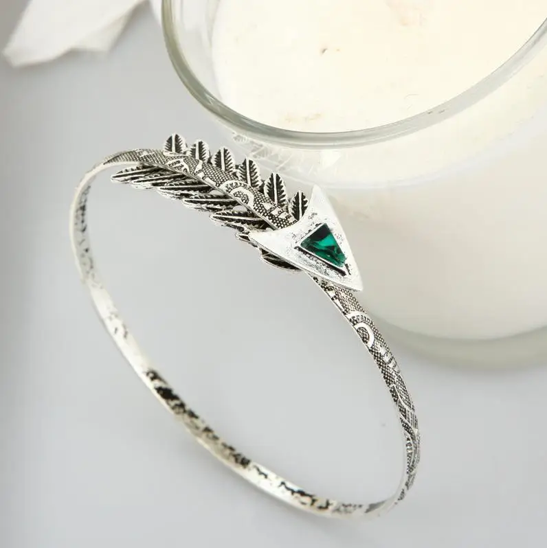 Ретро преувеличенный модный серебряный с кристаллами стрелы женские руки распределения продаж для женщин браслет с отрицательными ионами - Окраска металла: Photo Color