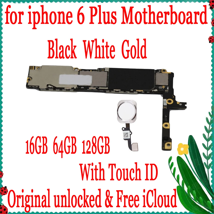 

Factory unlocked for iPhone 6 Plus 5.5 inch Motherboard 100% Original for iphone 6P Mainboard With/without Touch ID MB Plate