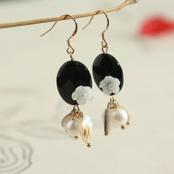 

925 pure silver, natural pearls, flowers, crystal, new earrings, earrings,