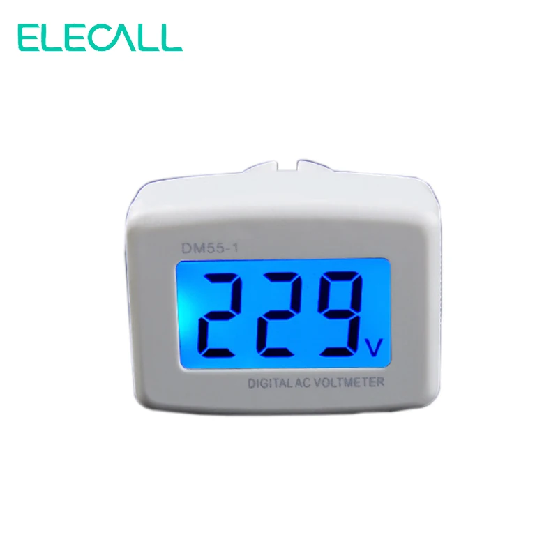 

ELECALL US /EUPlug DM55-1 AC 80-300V LCD Digital Voltage Meter Voltmeter With Blue Back Light
