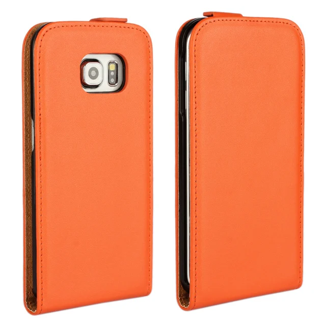 Роскошный Вертикальный чехол-книжка для телефона, чехол из натуральной кожи для samsung Galaxy S3 S4 S5 mini S2 S7 Edge S6 Edge Plus Note 2 3 4 - Цвет: Оранжевый