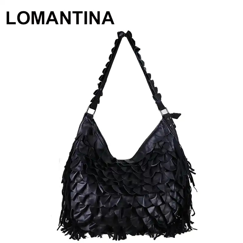 Lomantina 2020 Fashion Elegant Women Leather Handbags Black Fashion Elegant Women Leather Handbags