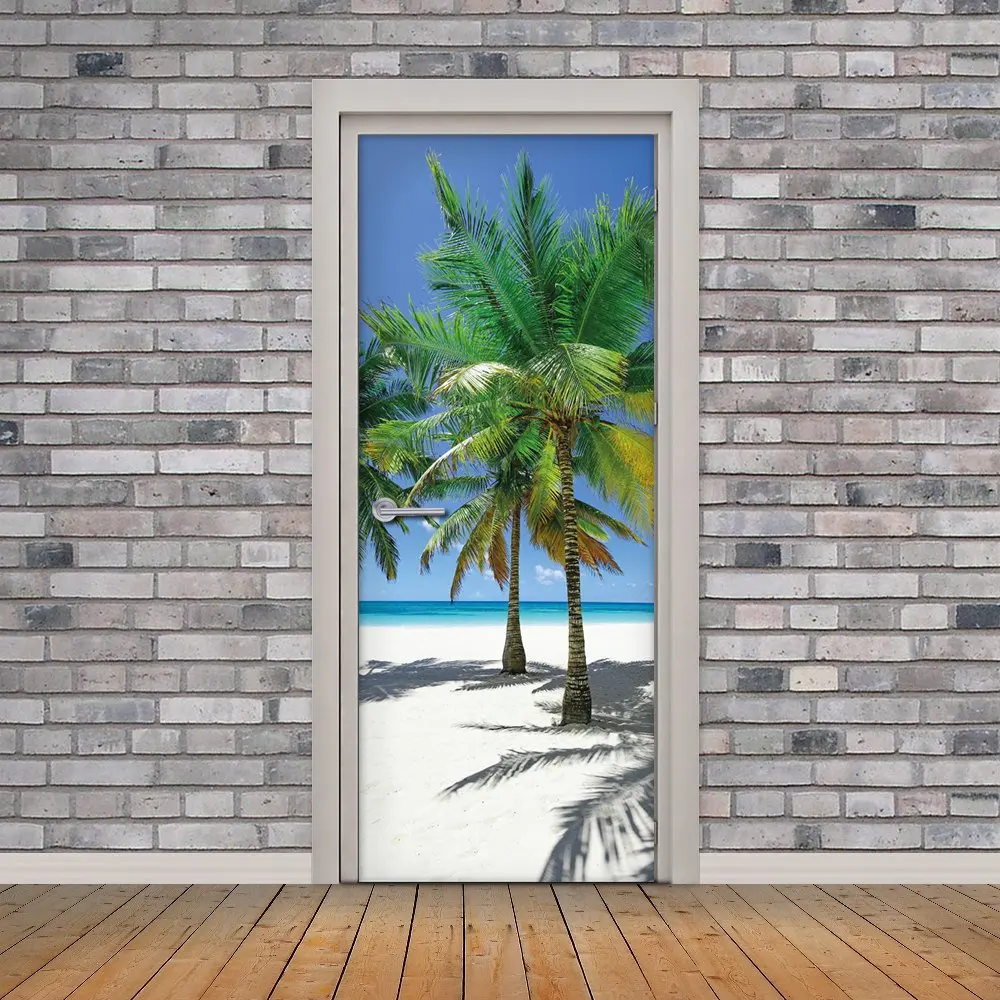 3D украшение для двери на ладони пляж дверь стикер обои настенная печать Наклейка Декор для стены Настенная фотообои самоклеющиеся двери обертывание