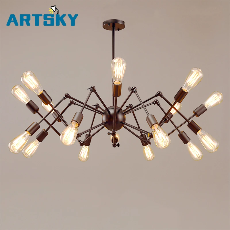 

Art Deco Loft Restaurant Bar America Country Iron Chandelier Vintage Expansion Office Room Spider