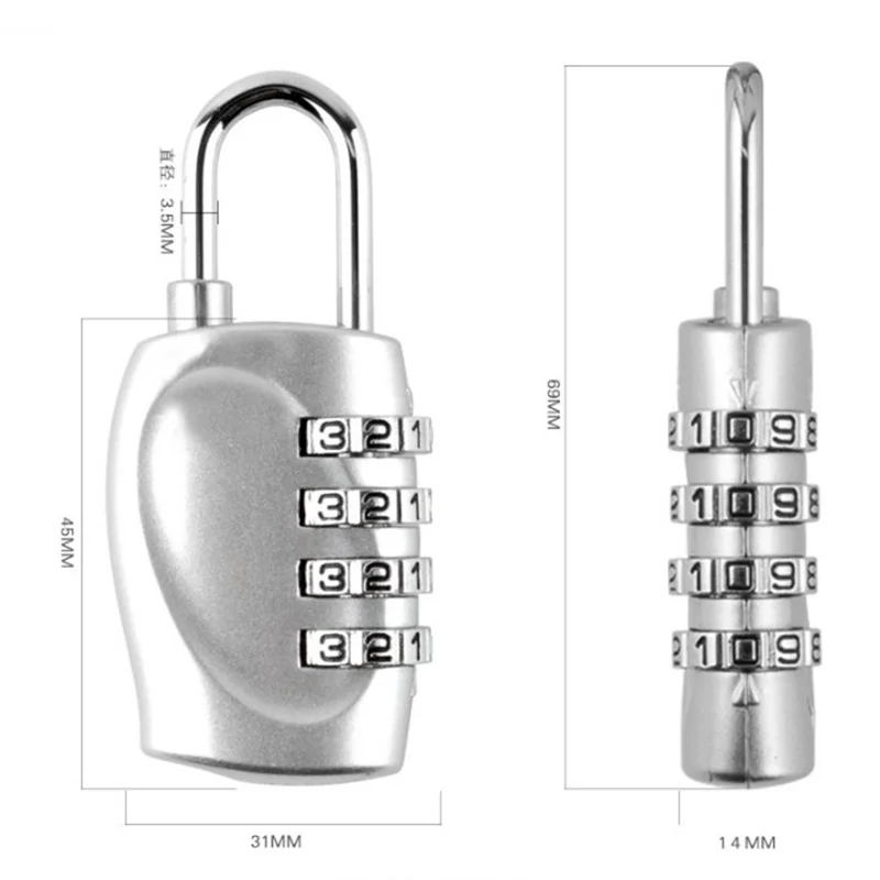 4 Наберите цифру безопасности паролем Комбинации цинковый сплав замок чемодан Чемодан кодовый замок шкаф Кабинет шкафчик навесной замок