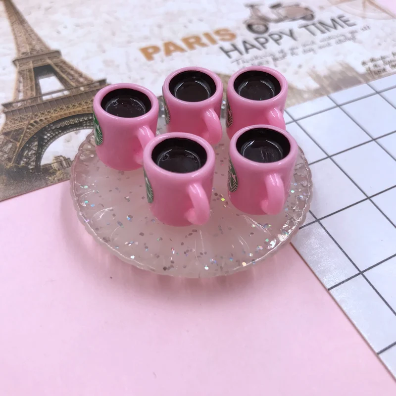Смола Горячая миниатюрные милые кавайные чашки, смолы кабошоны для телефона деко, ювелирные аксессуары DIY - Цвет: mini mug pink
