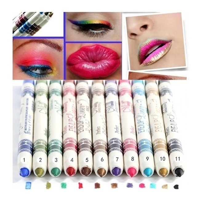 12 Color Eyeshadow EyeLiner Glitter Lip Pencil Shimmer Pen Makeup Cosmetic Set (4)