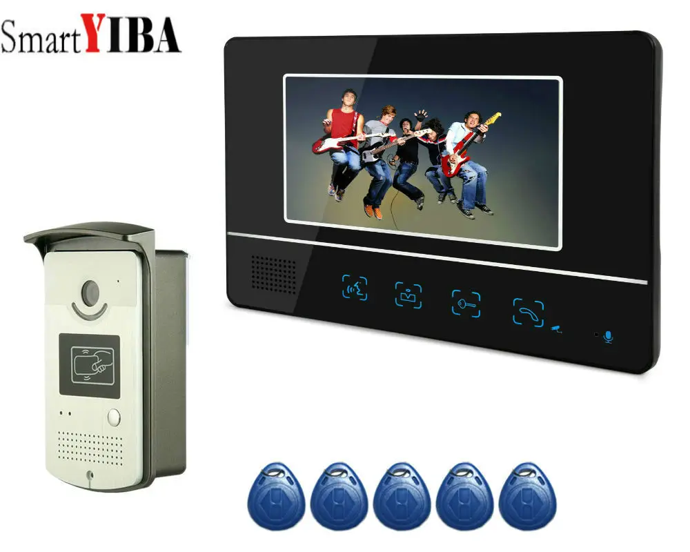 Monitor de Vídeo Porteiro com Fio de Vídeo Campainha da Porta Sistema de Controle de Acesso Smartyiba ''polegadas Telefone Intercom Rfid 1 Monitor Câmera Mod. 172105 6 Intercom Sistema de Controle de Acesso RFID 1 Monitor 1 Câmera