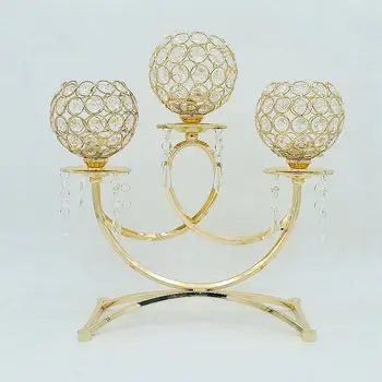 

European Gold Crystal Candelabra for Wedding Table Centerpieces Tealight Cheap Candle Holder Home Decoration