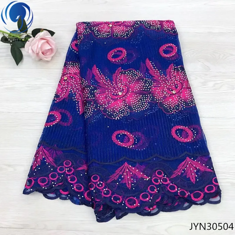 

BEAUTIFICAL latest nigerian lace fabric 2018 high quality stone lace fabric Embroidered french lace fabrics 5yards/lot JYN305