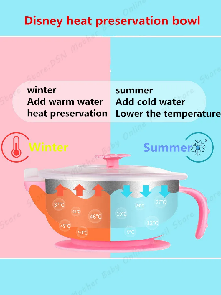 Набор посуды из 3 предметов, Дисней, детская посуда с поддержкой детей, для использования, регулировка температуры воды, здоровье, нижняя присоска, анти-падение