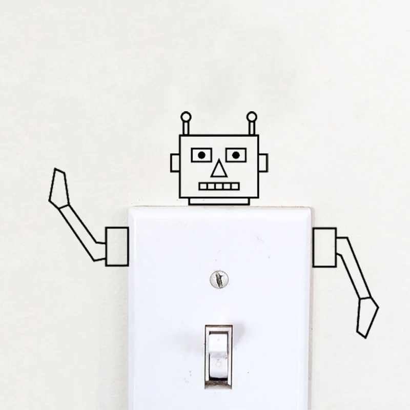 

STIZZY Wall Decal Robot Pattern Vinyl Removable Light Switch Wall Sticker For Kid Bedroom Creative Design Modern Home Decor A609