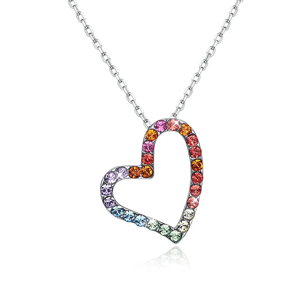 

INALIS New Crystals from Swarovski Elements 925 Sterling Silver Color Heart Pendant Necklaces for Women Christmas Gift Jewelry