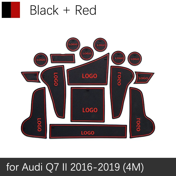 Противоскользящие резиновые ворота слот чашки коврик для Audi Q5 FY Q7 4L 2006- Q7 4M SLine S-Line аксессуары наклейки - Название цвета: Red Q7 4M 16-19