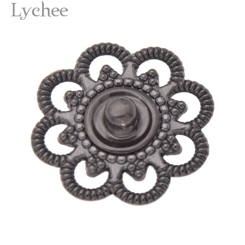 Lychee 10 шт. полый металлический трафарет в форме цветов кнопки золотого цвета серебряный цвет кнопки DIY Швейные аксессуары для одежды