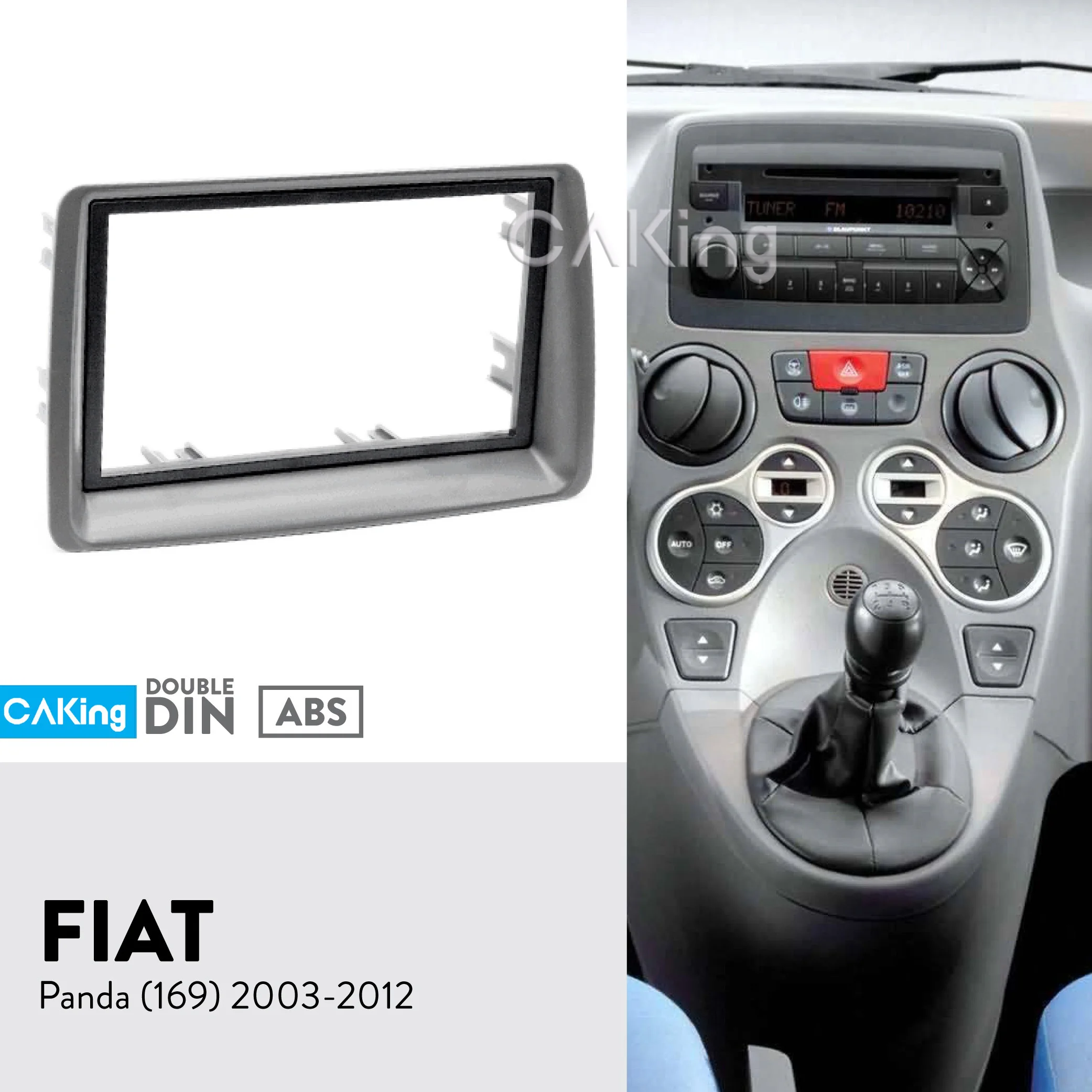 

Double Din Car Fascia Radio Panel for FIAT Panda (169) 2003-2012 Audio Frame Dash Fitting Kit Install Facia Cover Plate Bezel