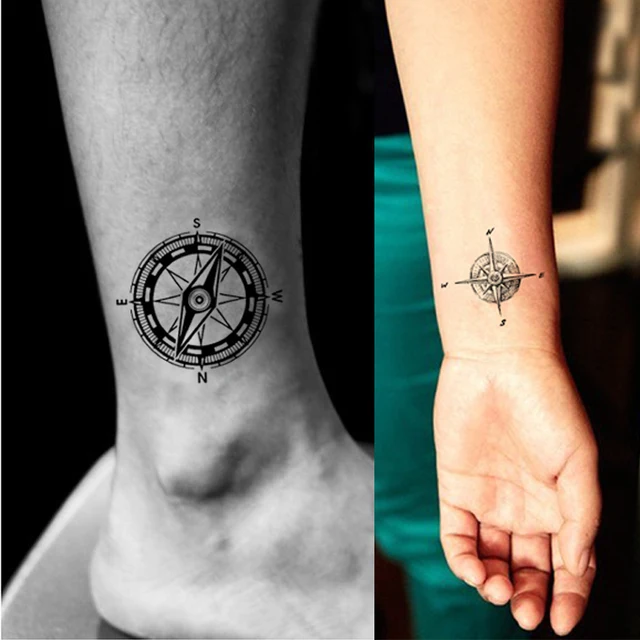 jambe tatouage temporaire autocollants étanche boussole haute