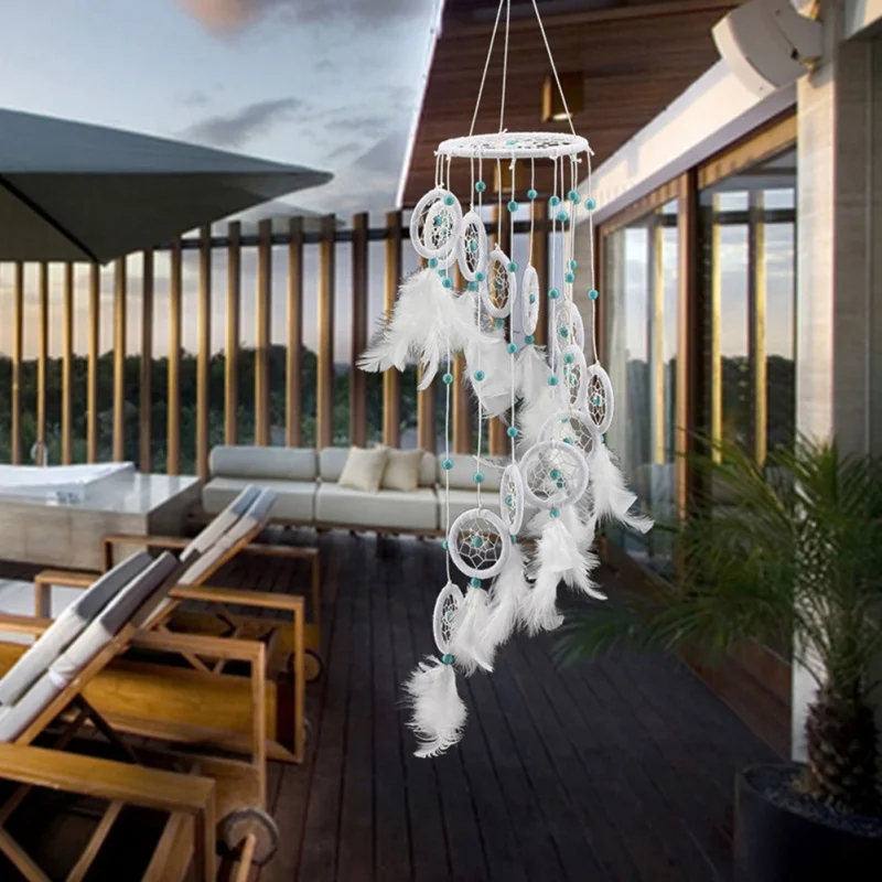 Hot Dream Catcher White Dream Catcher Wind Chimes Wheel Feather