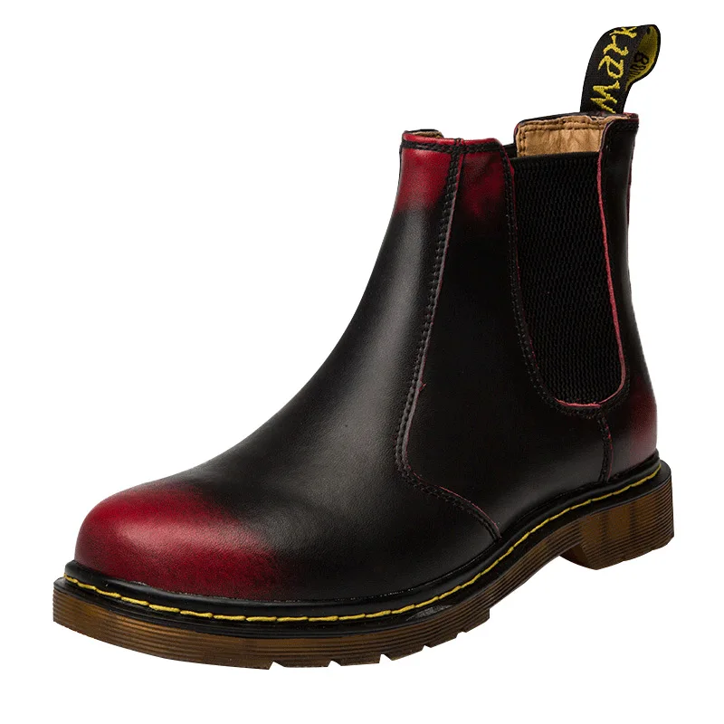 Новинка; мужские Ботильоны «Челси» из натуральной кожи; официальная обувь; зимние ботинки без застежки; мужские зимние ботинки; botas hombre; Цвет черный, бордовый - Цвет: brown red