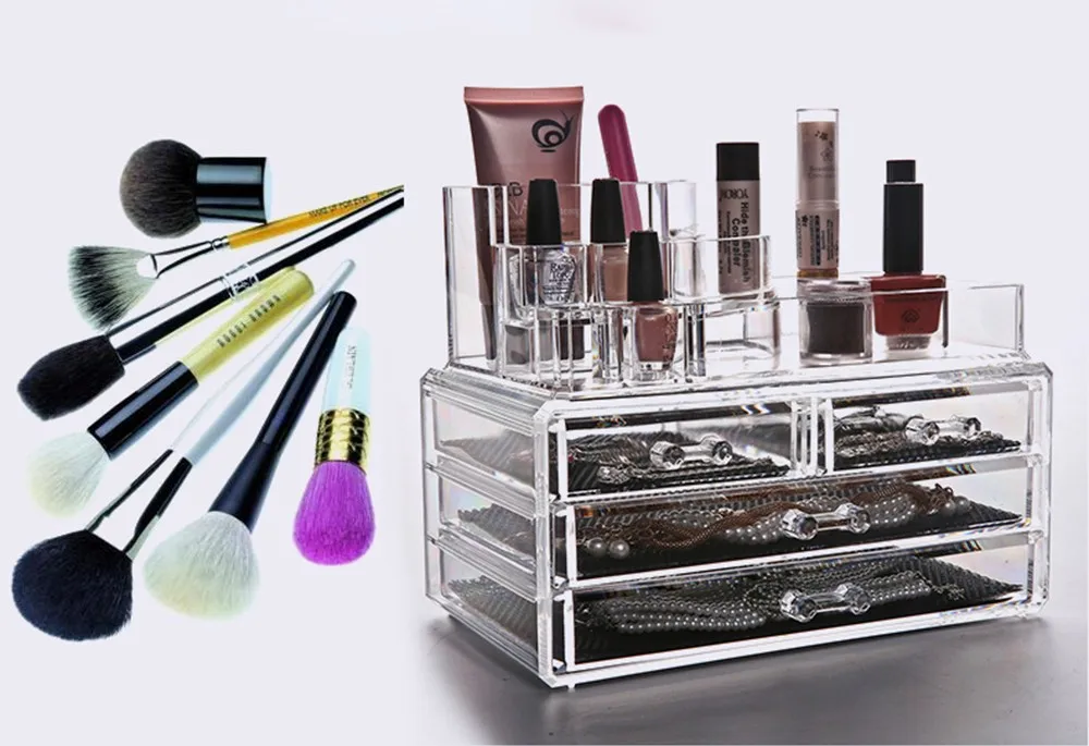 High Quality Clear Acrylic Cosmetic Jewelry Organizer Drawer Makeup Storage Insert Holder Box Free Shipping HG0024 (8)