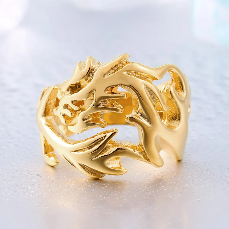 Beier new store Fashion Jewelry Stainless Steel Solid Inside Dragon Rings Men biker ring USA UK Brazil LLBR8-024R