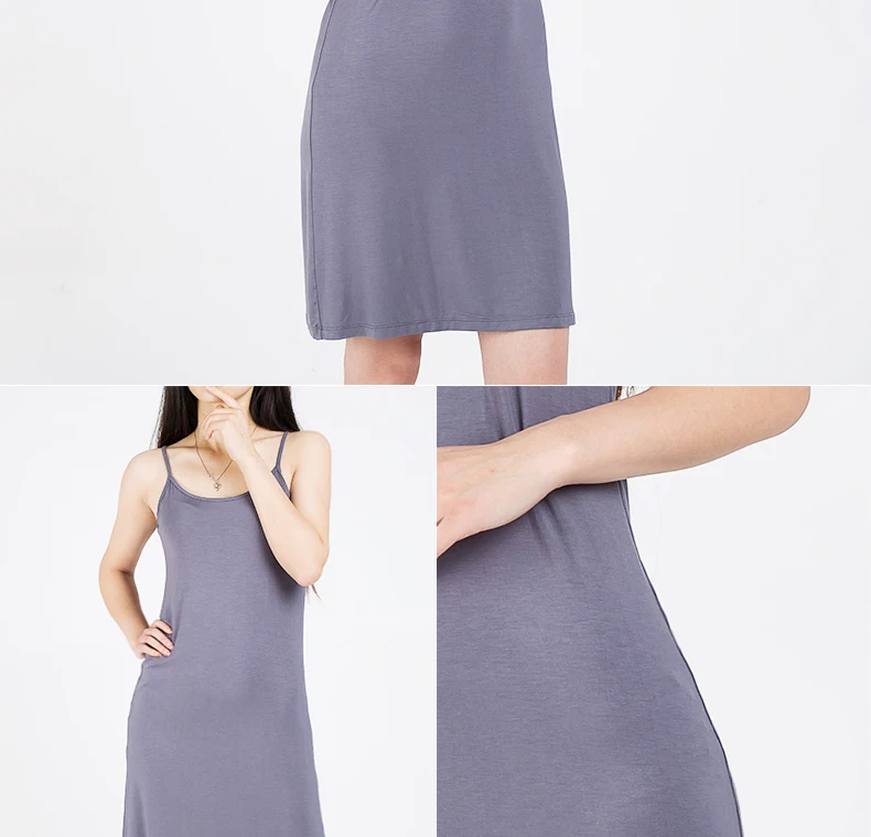 Для женщин модал хлопок Спагетти ремень Танк Основной Полный скольжения средней длины плюс размеры 6XL майка платье юбка для небольших размеров жен