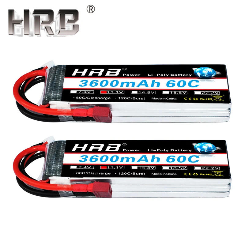 

2pcs HRB Lipo Battery 11.1V 3600mAh 60C 3S XT90 XT60 Plug EC5 Female Connectors For Helicopter Airplane Car Quadcopter RC Parts