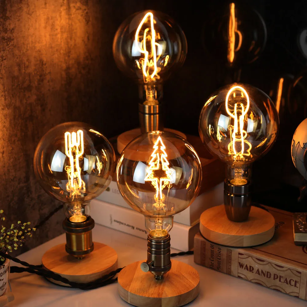 

TIANFAN Edison Bulbs Vintage Light Bulb G125 Curved Led Filament Bulb 4W 220/240V E27 Decorative Light Bulb Table Lamp Bulb