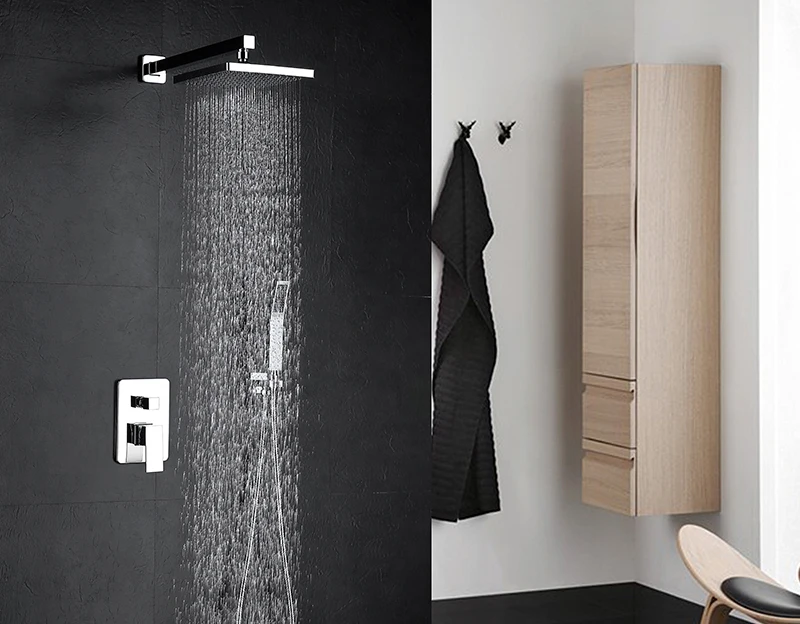  8 Inch Shower System Rain Shower Head&Handheld Set Wall Mounted Bathroom Shower Faucet Set Rough-in Mixer Valve Rainfall (19)