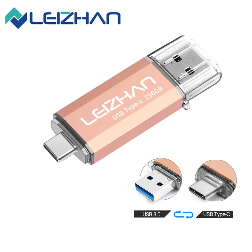 LEIZHAN Новый USB флеш накопитель Type C 256 ГБ 64 Флешка 32 Гб OTG usb 3 0 128g c карта памяти 16 8