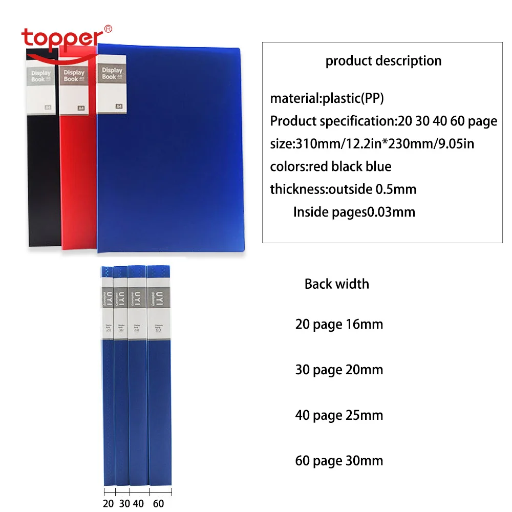 1 шт. A4 дисплей книга 20~ 60 страниц прозрачная вставка папка для хранения документов сумка для банка кампус файл офис рабочее место