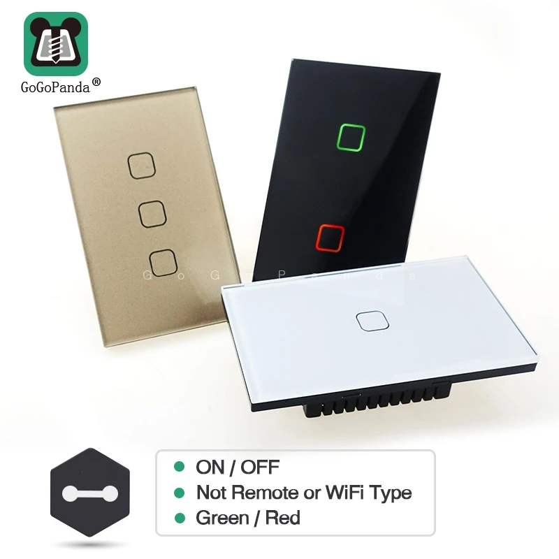  Free Shipping US Standard 1 2 3 Gang 1 Way Wall Light Controler Smart Home Automation Touch Switch  - 32873592866
