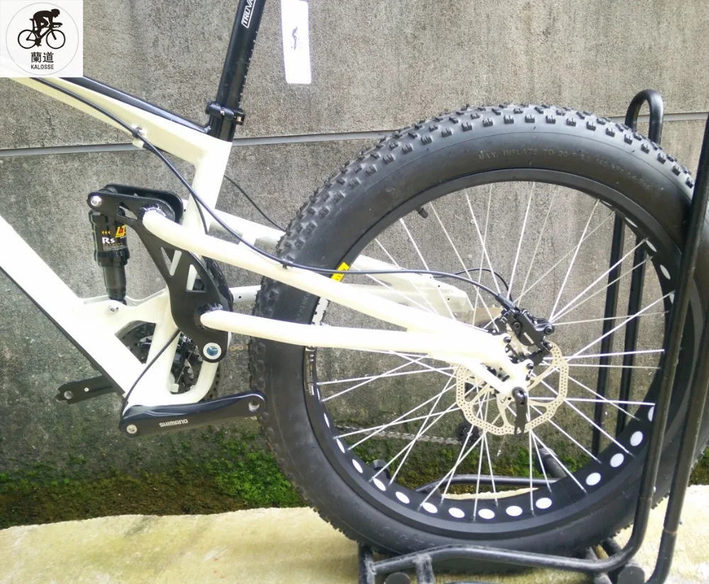 Top Kalosse 26*4.0 inch snow bike  Full suspension fat bicycle mountain bike  21/24/27/30 speed 26er   Hydraulic brakes 6