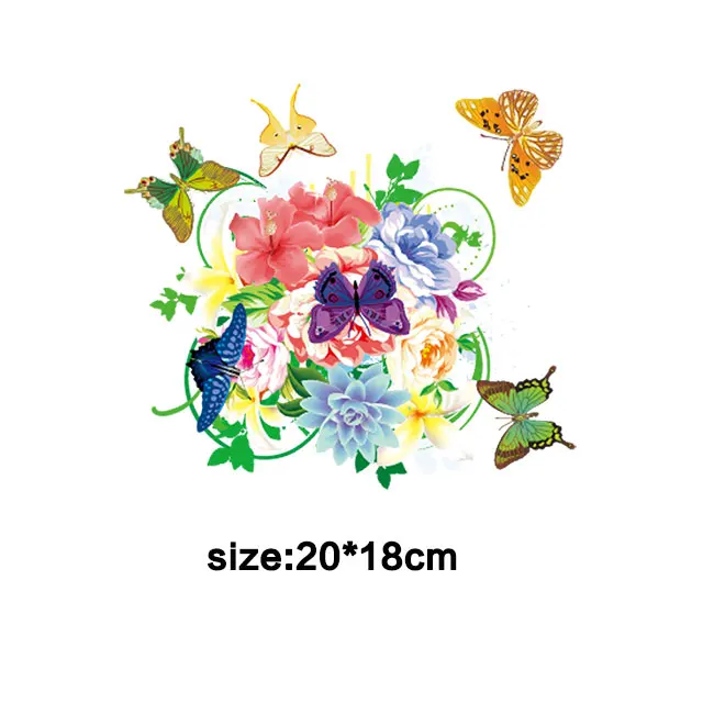 camera zebra patches for clothing rose flower stickers iron on transfer for girls clothes transfert thermocollants parches ropa - Цвет: flower