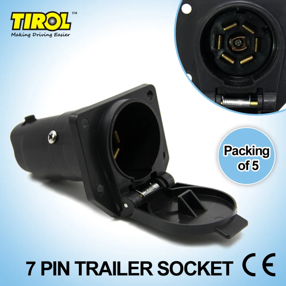 Tirol 7Pin TrailerSocket 7 способ круглый прицеп разъем RV светильник разъем Женский фаркоп конец автомобиля T21848d