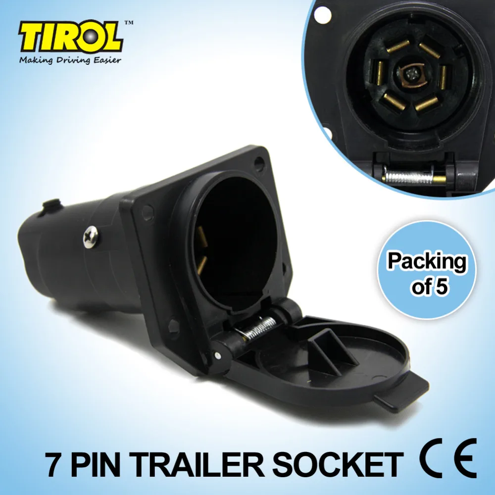 Tirol 7Pin TrailerSocket 7 طريقة جولة مقطورة موصل RV ضوء التوصيل موصل الإناث السحب بار للسيارات نهاية T21848d